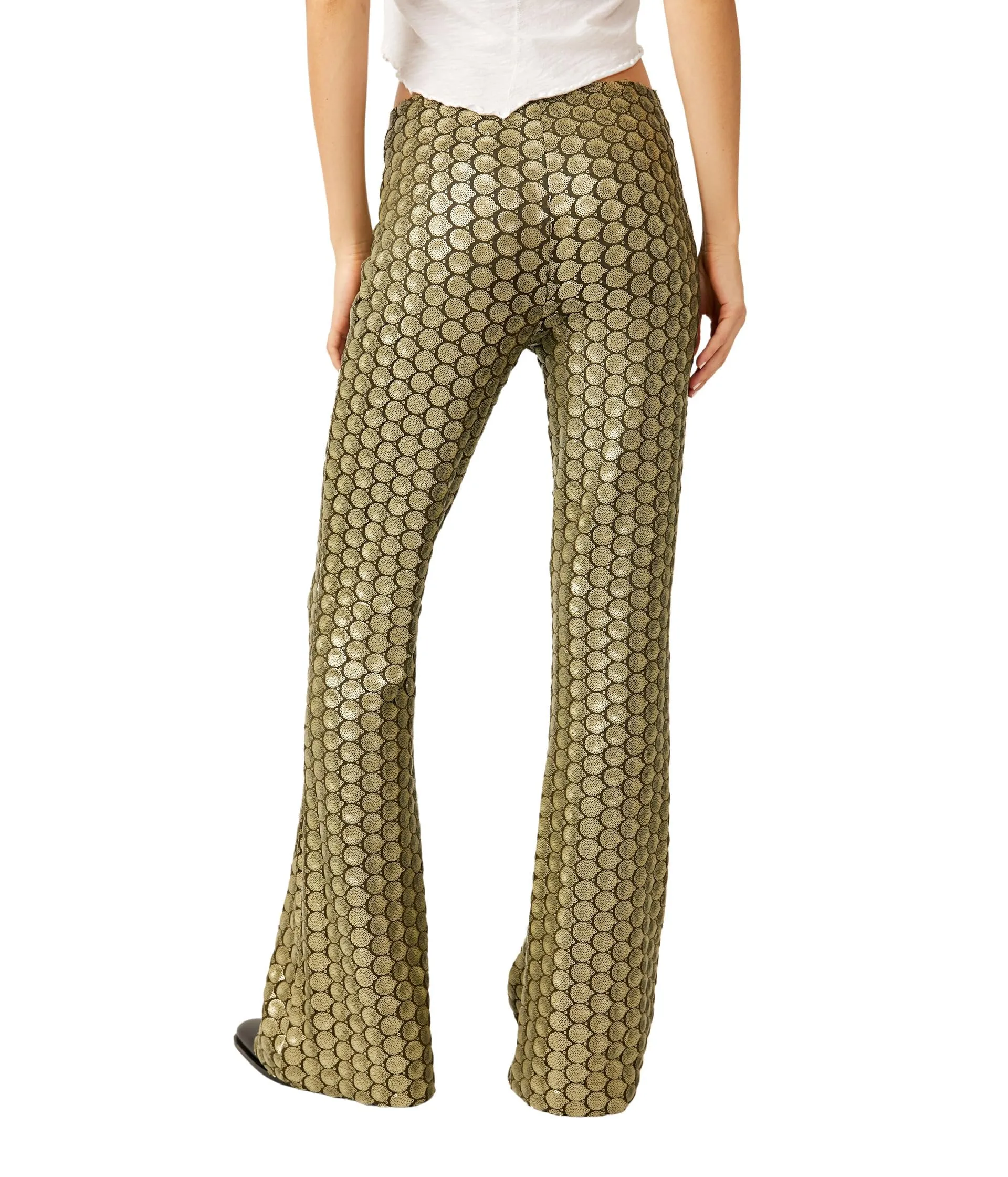 Free People Wilder Days Sequin Flare Rocker Olive 4