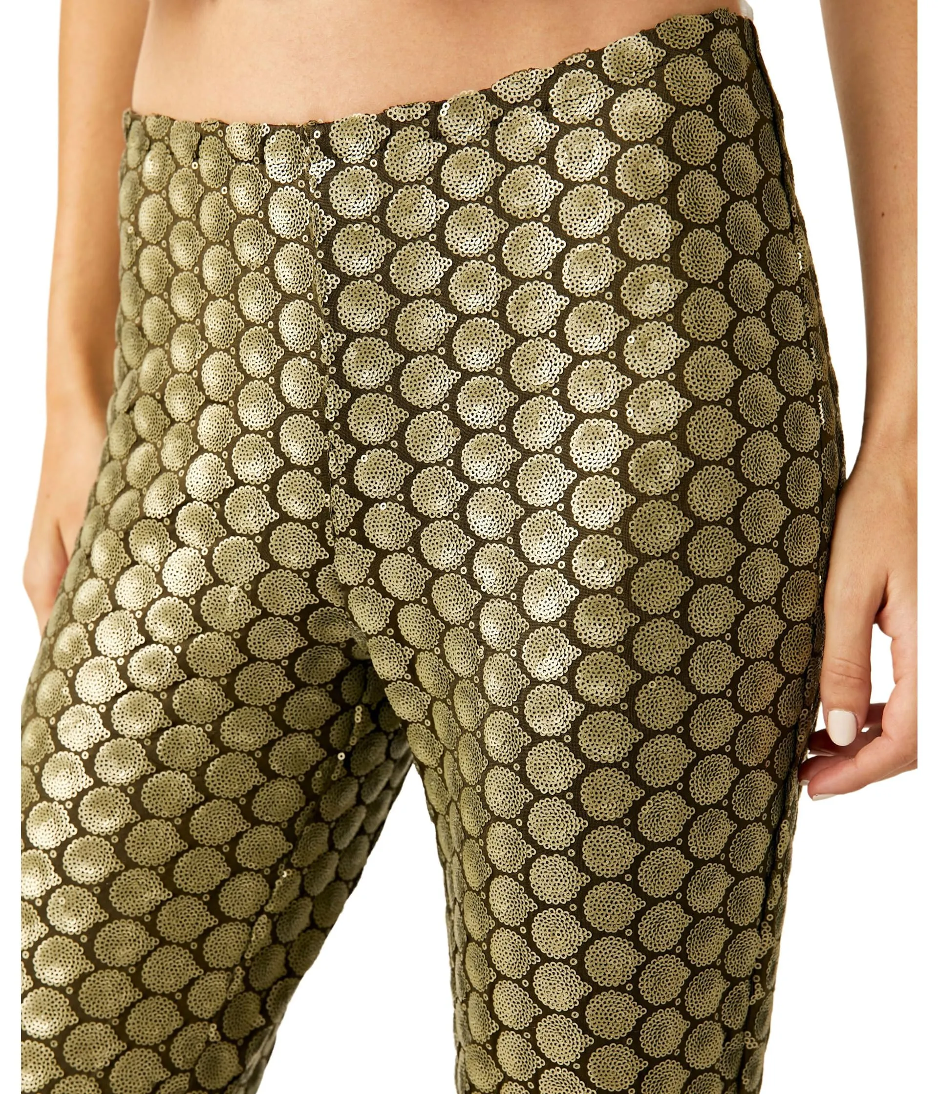 Free People Wilder Days Sequin Flare Rocker Olive 4