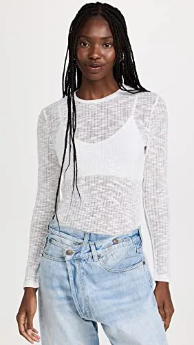 Free People Women's Aura Layering Top, White, XL