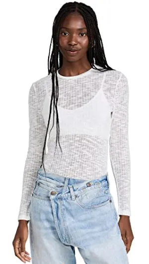 Free People Women's Aura Layering Top, White, XL