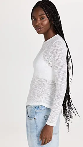 Free People Women's Aura Layering Top, White, XL