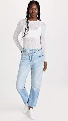 Free People Women's Aura Layering Top, White, XL