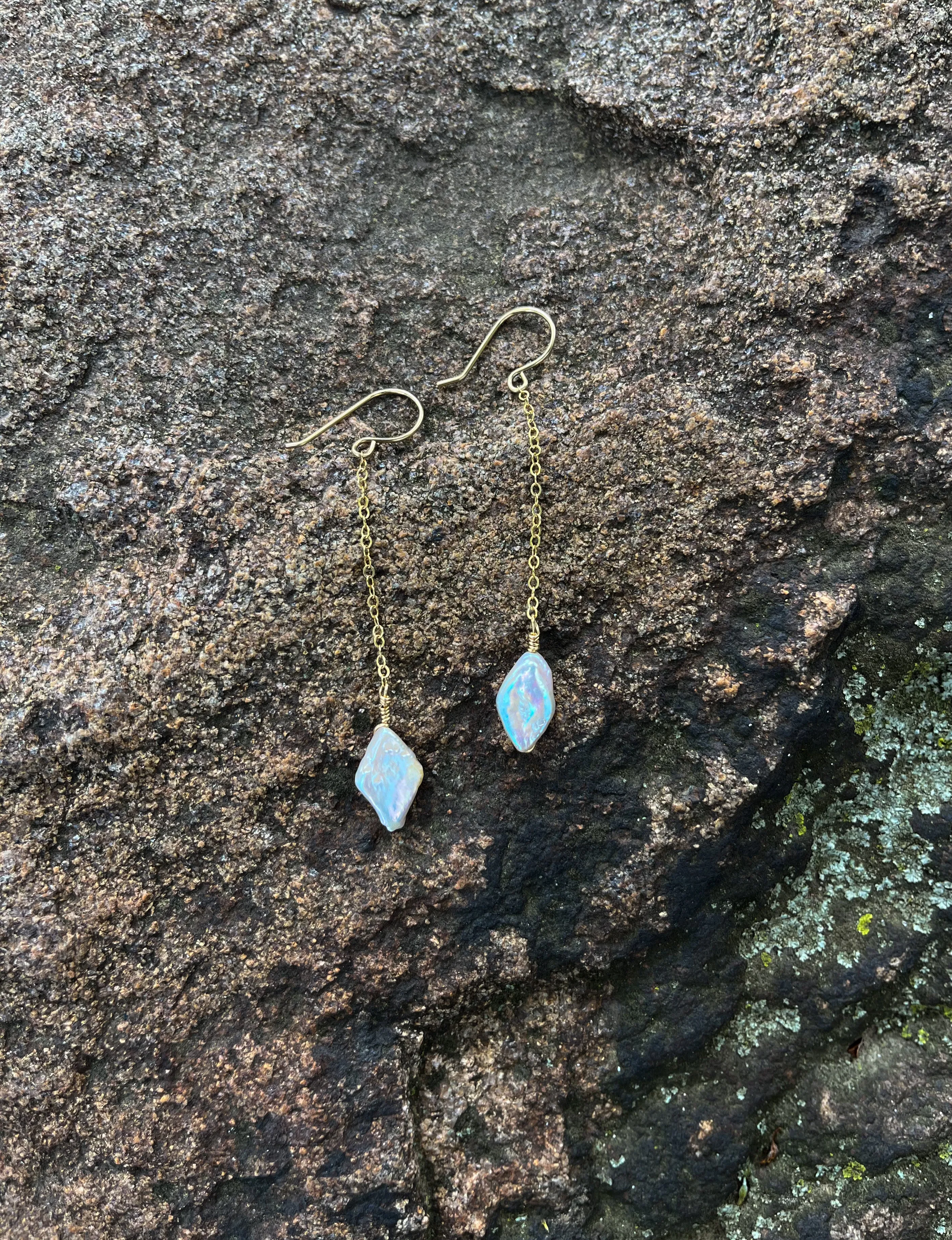 Freshwater Diamond Pearl Drop Earrings
