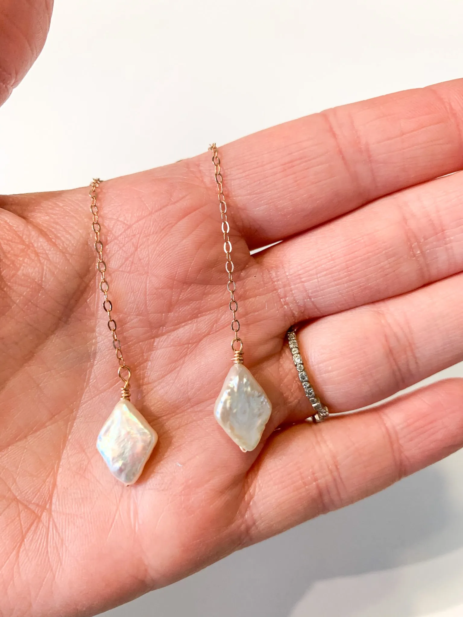 Freshwater Diamond Pearl Drop Earrings