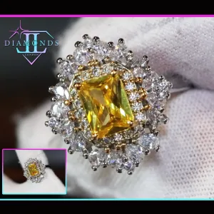 Friendship Ring | Emerald Ring | Yellow Diamond Ring | Yellow Diamond Engagement Rings | Baguette Ring | Womens Engagement Ring