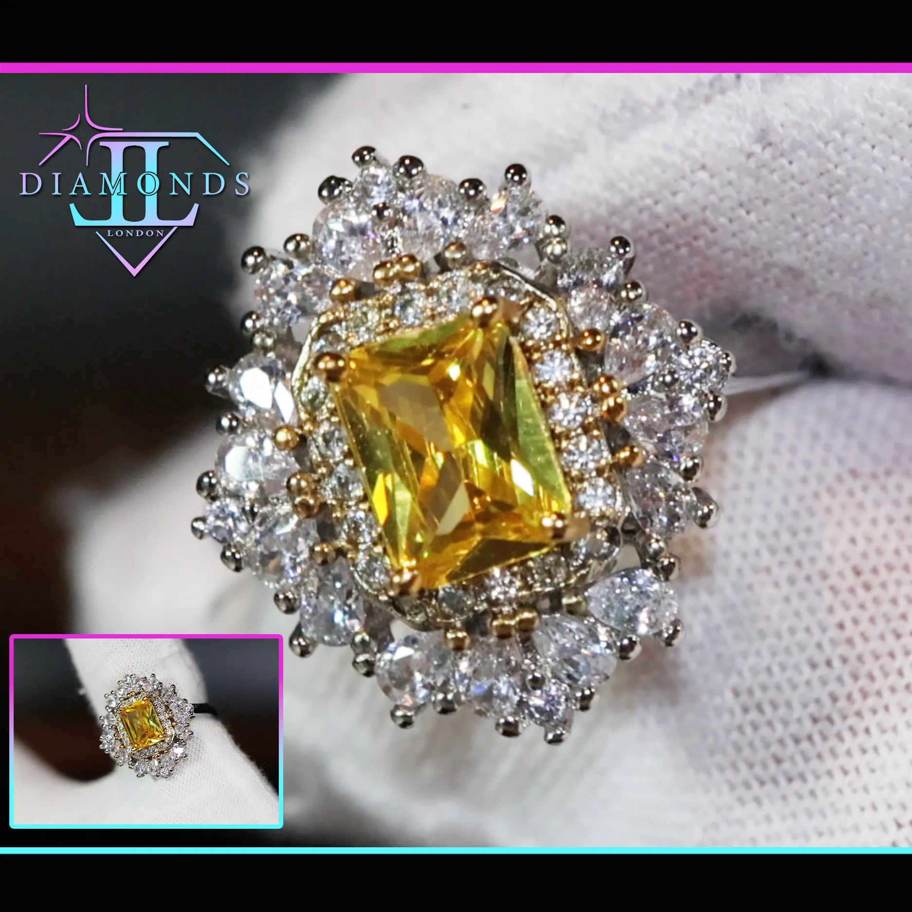 Friendship Ring | Emerald Ring | Yellow Diamond Ring | Yellow Diamond Engagement Rings | Baguette Ring | Womens Engagement Ring