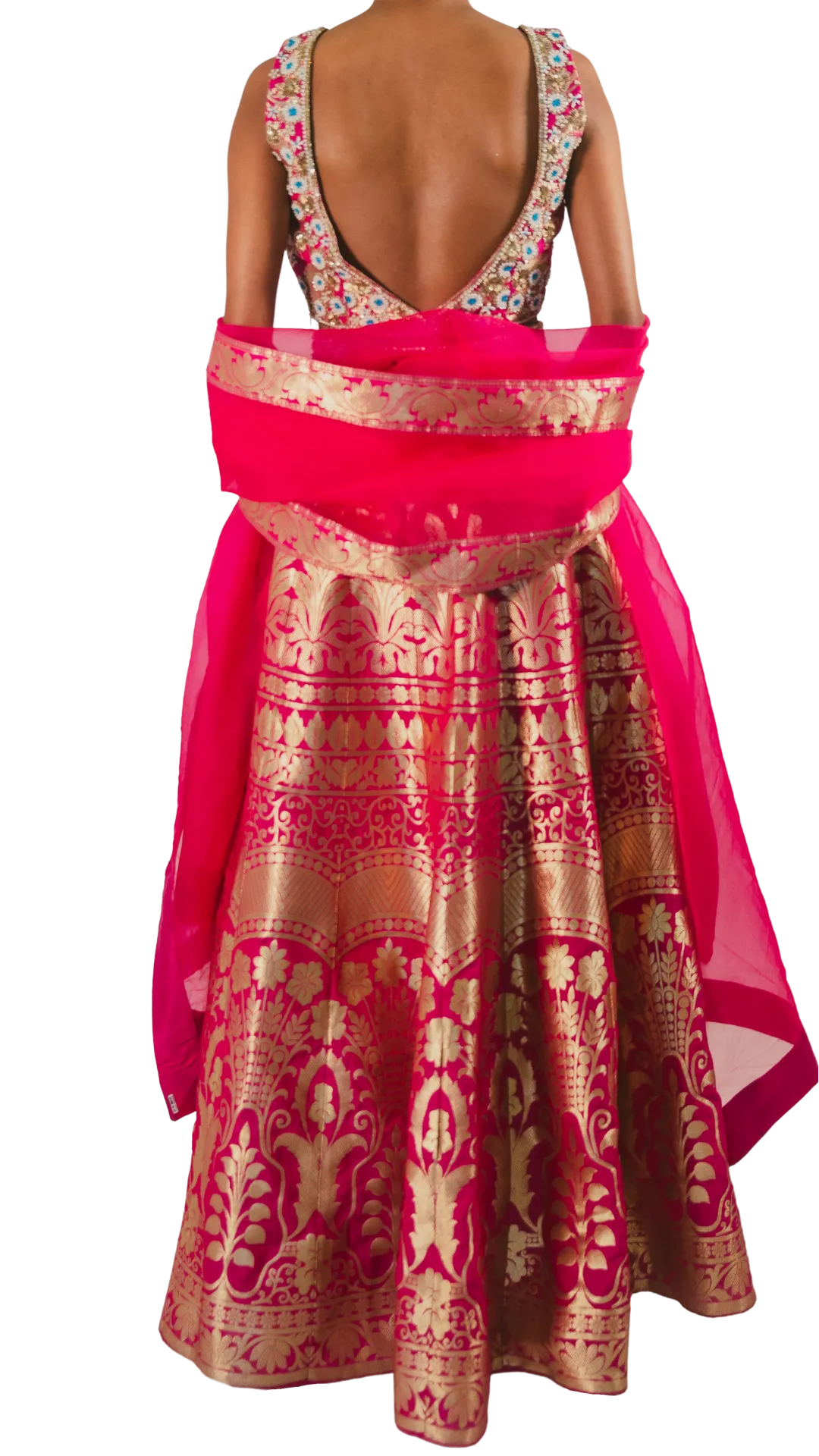 Fuchsia Banarasi Silk Lehenga Set