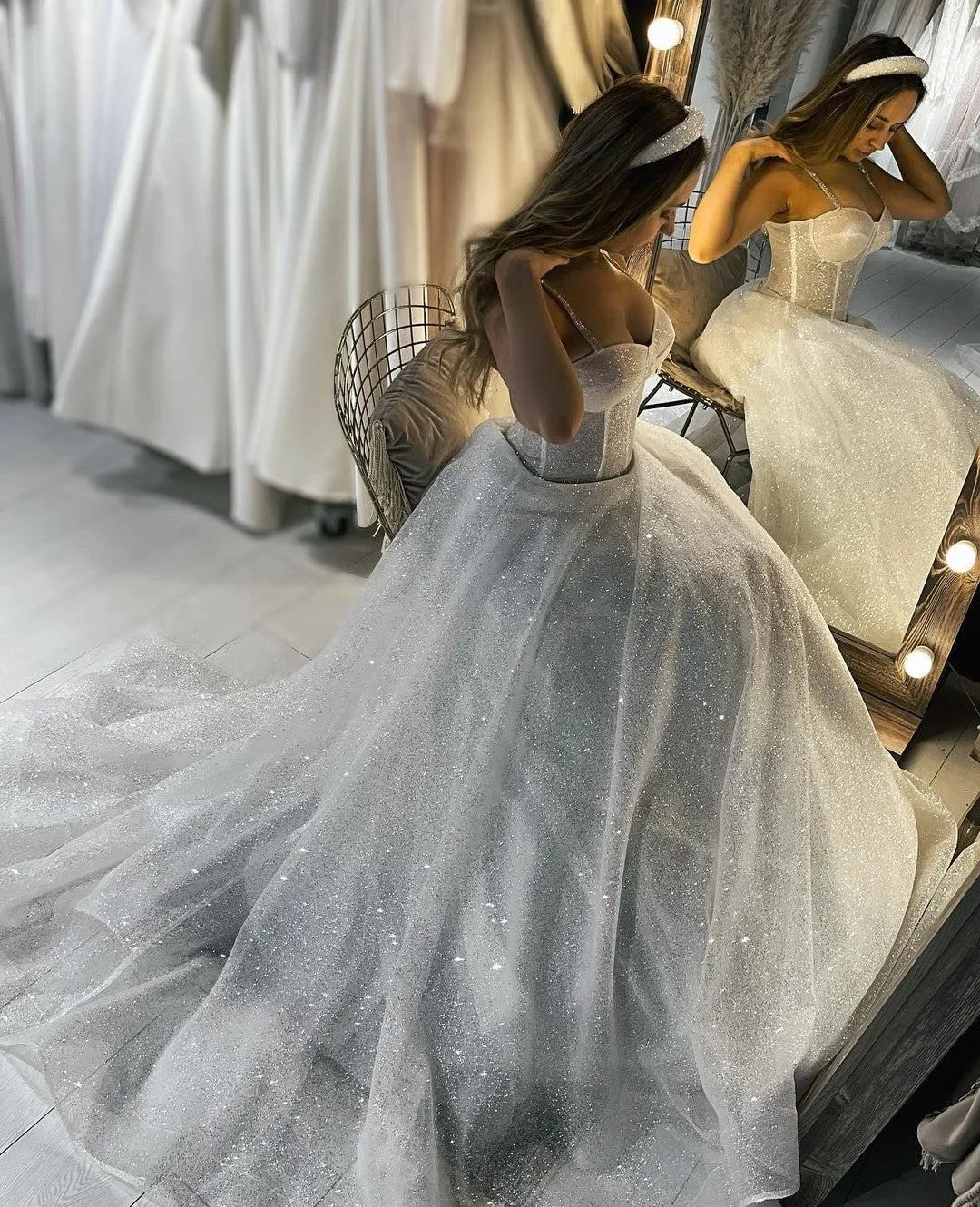 Full Sequins Bride Dressess for Wedding