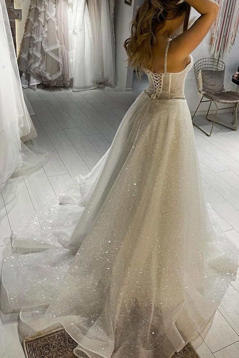 Full Sequins Bride Dressess for Wedding