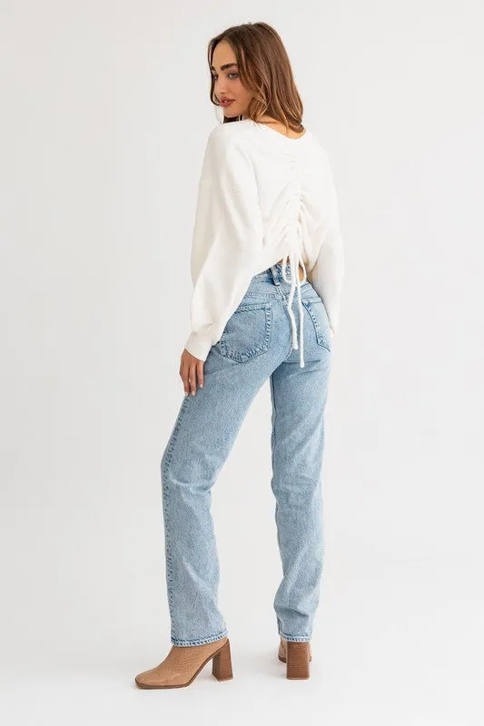 Fuzzy Sweater with Back Rouching