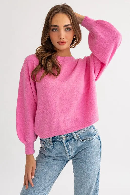 Fuzzy Sweater with Back Rouching