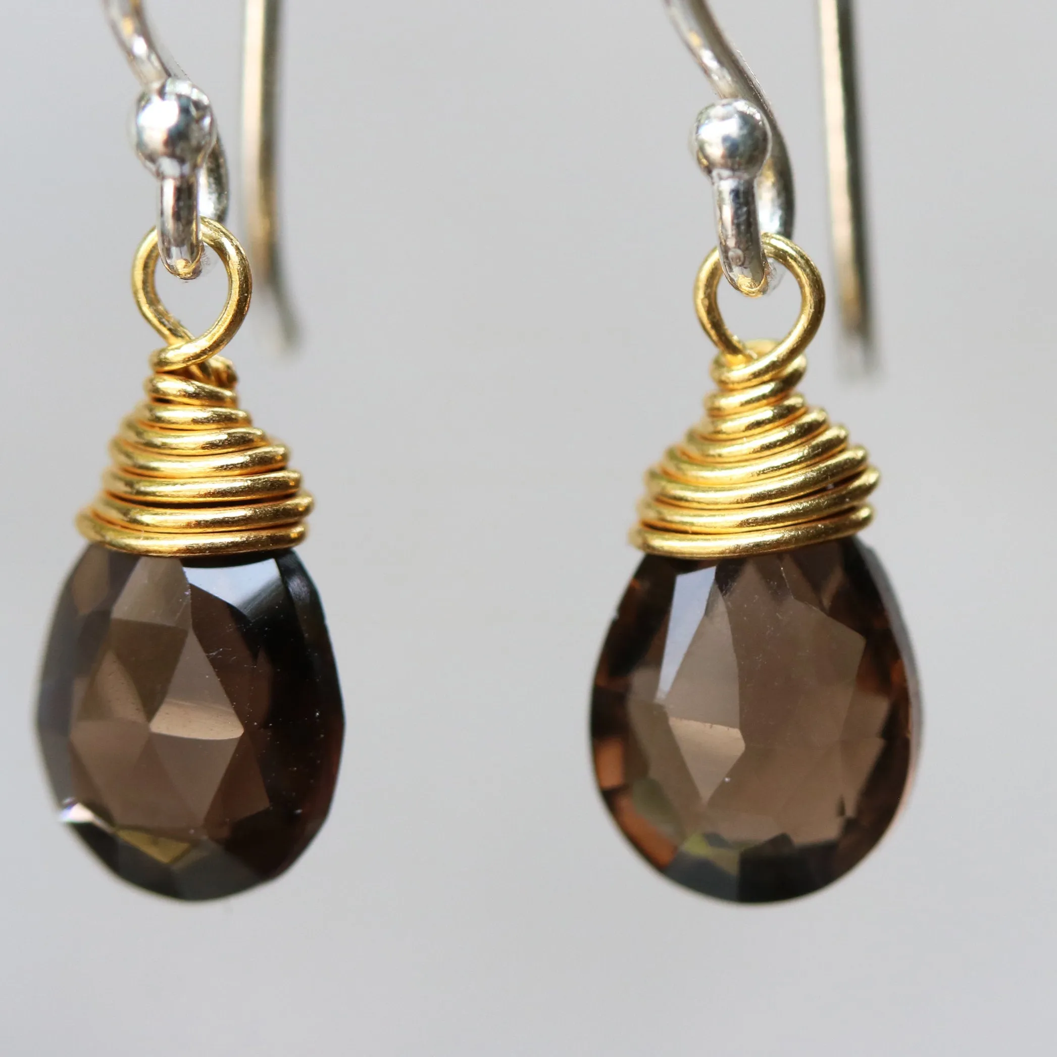 gemstone drop earrings, smoky quartz, dainty earrings, dangle earrings, drop earrings, gift for women, boho earrings, birthstone earrings
