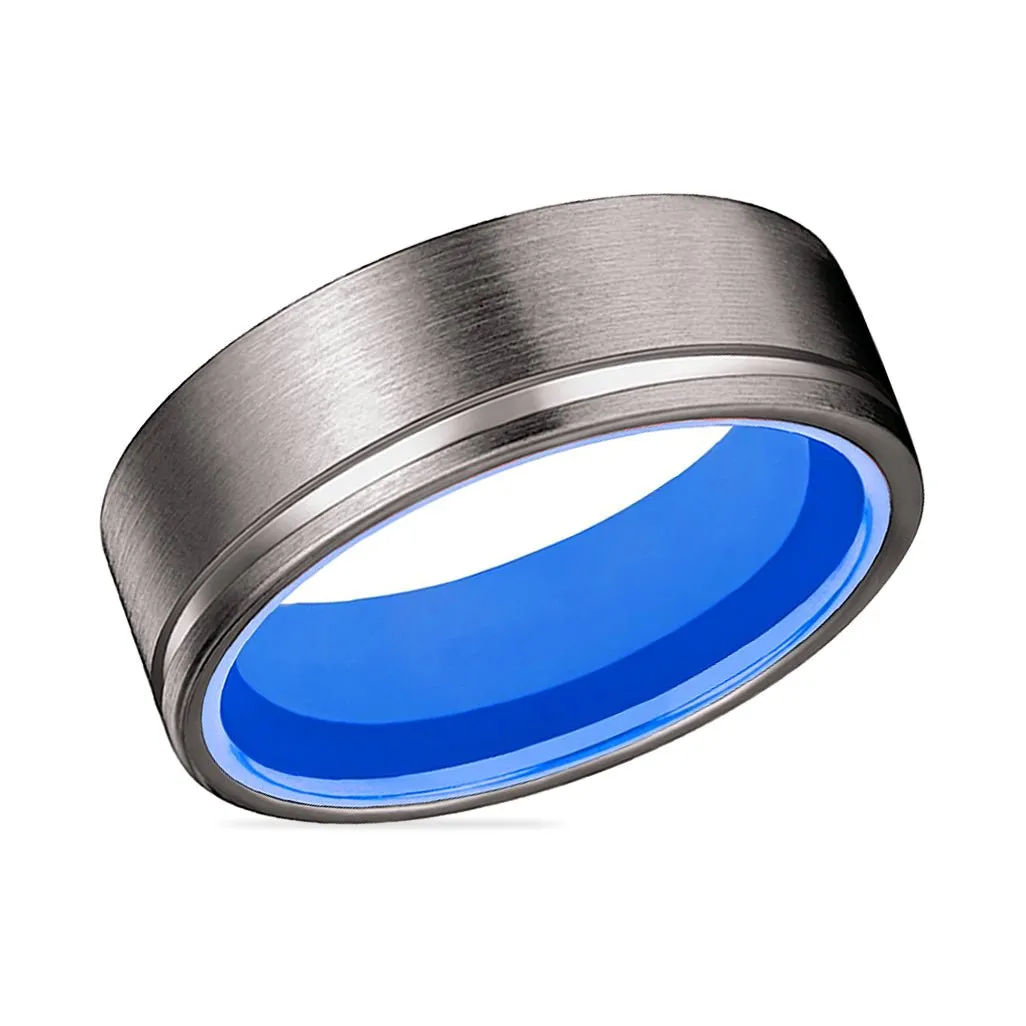GENIE | Blue Ring, Gunmetal Tungsten Offset Groove