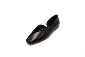 genuine leather slip on ballet flats square toe shallow driving dance shoe solid dance sweet women spring shoes L1f1