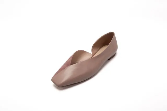 genuine leather slip on ballet flats square toe shallow driving dance shoe solid dance sweet women spring shoes L1f1