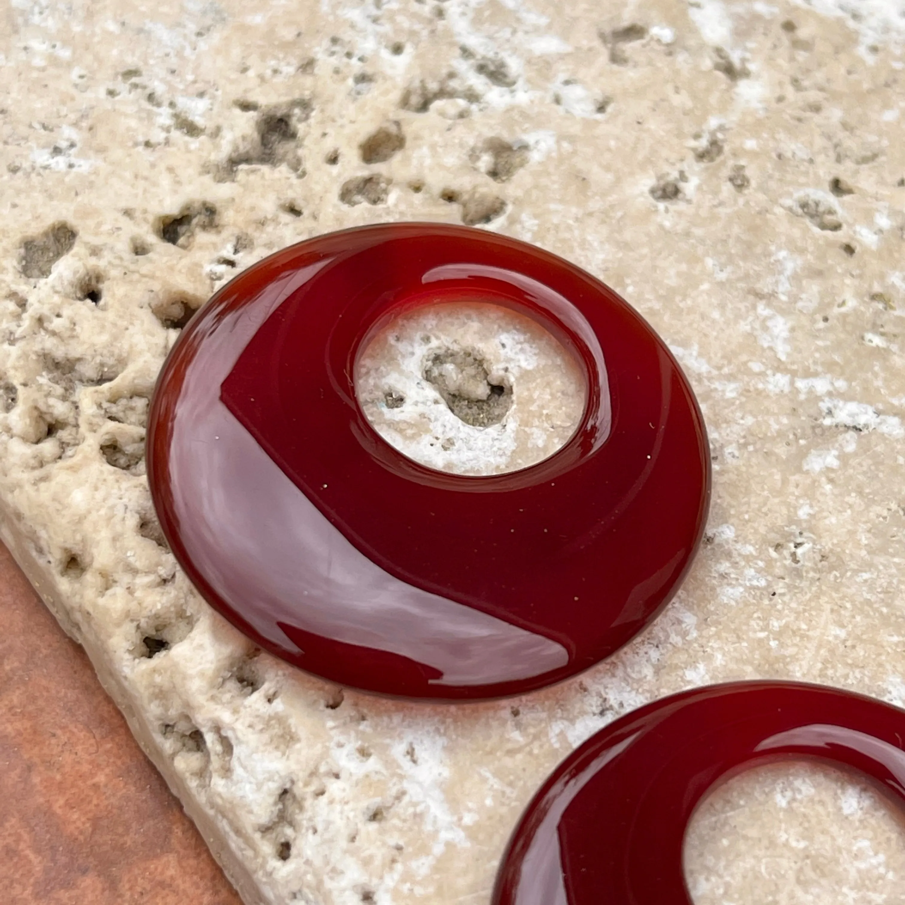 Genuine Red Carnelian Round Disc Gemstone Earring Charms
