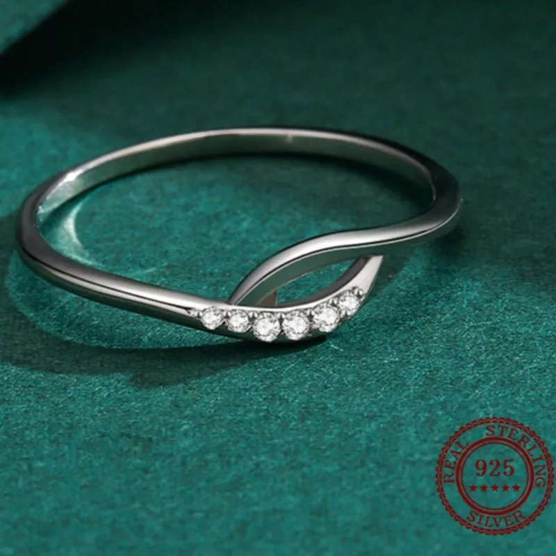 Genuine White Sapphire Engagement Ring For Women 925 Silver Jewelry