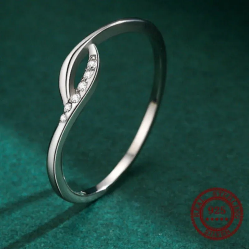 Genuine White Sapphire Engagement Ring For Women 925 Silver Jewelry