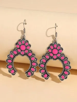 Geometric Drop Earrings Hot Pink