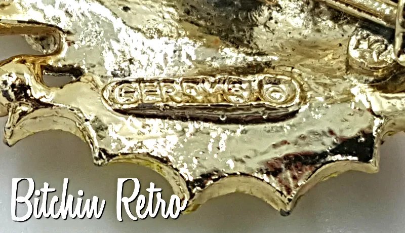Gerry's Vintage Enameled Holly Leaf Brooch, Retro Christmas Pin