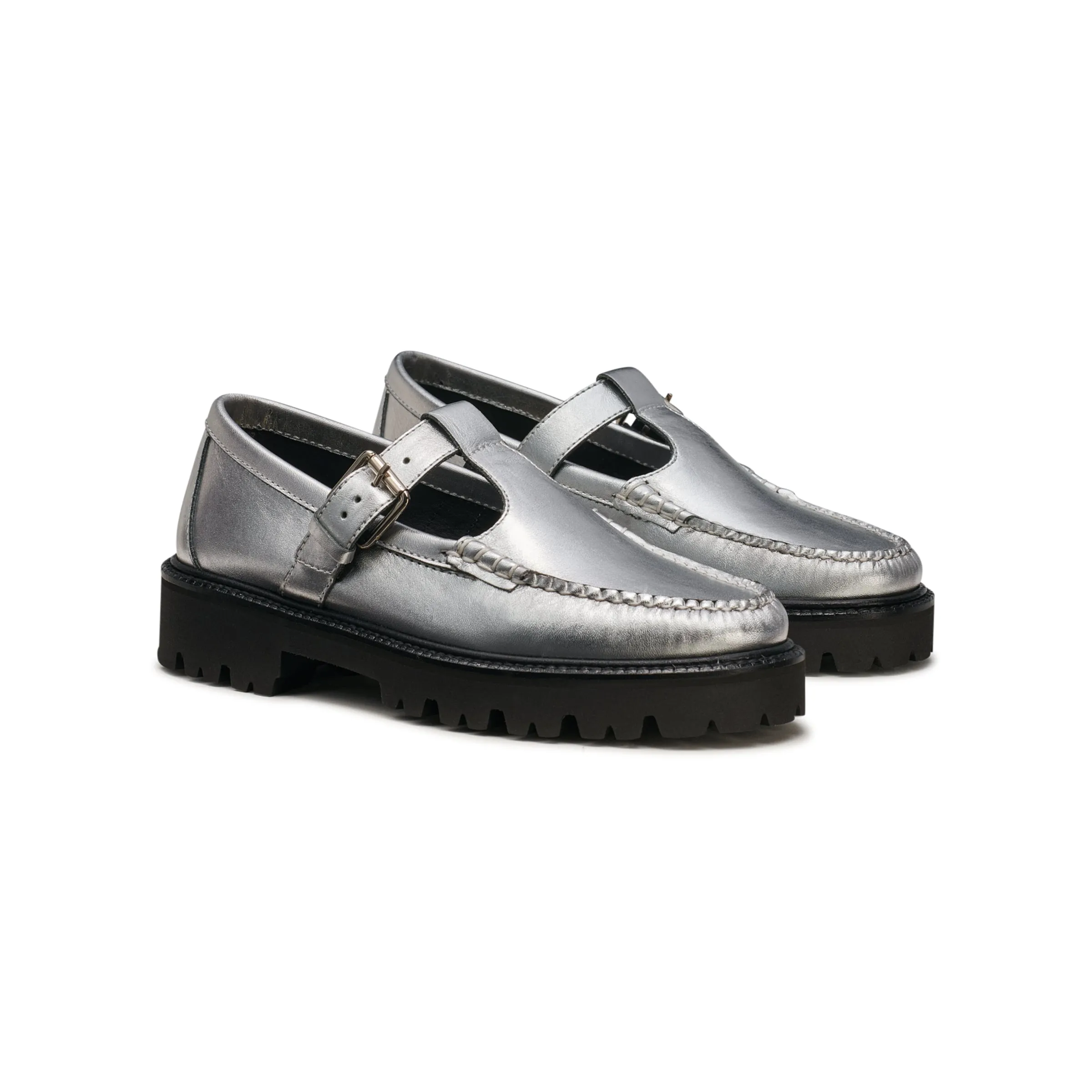 G.H. Bass Women's Mary Jane Super Lug Loafer in Silver