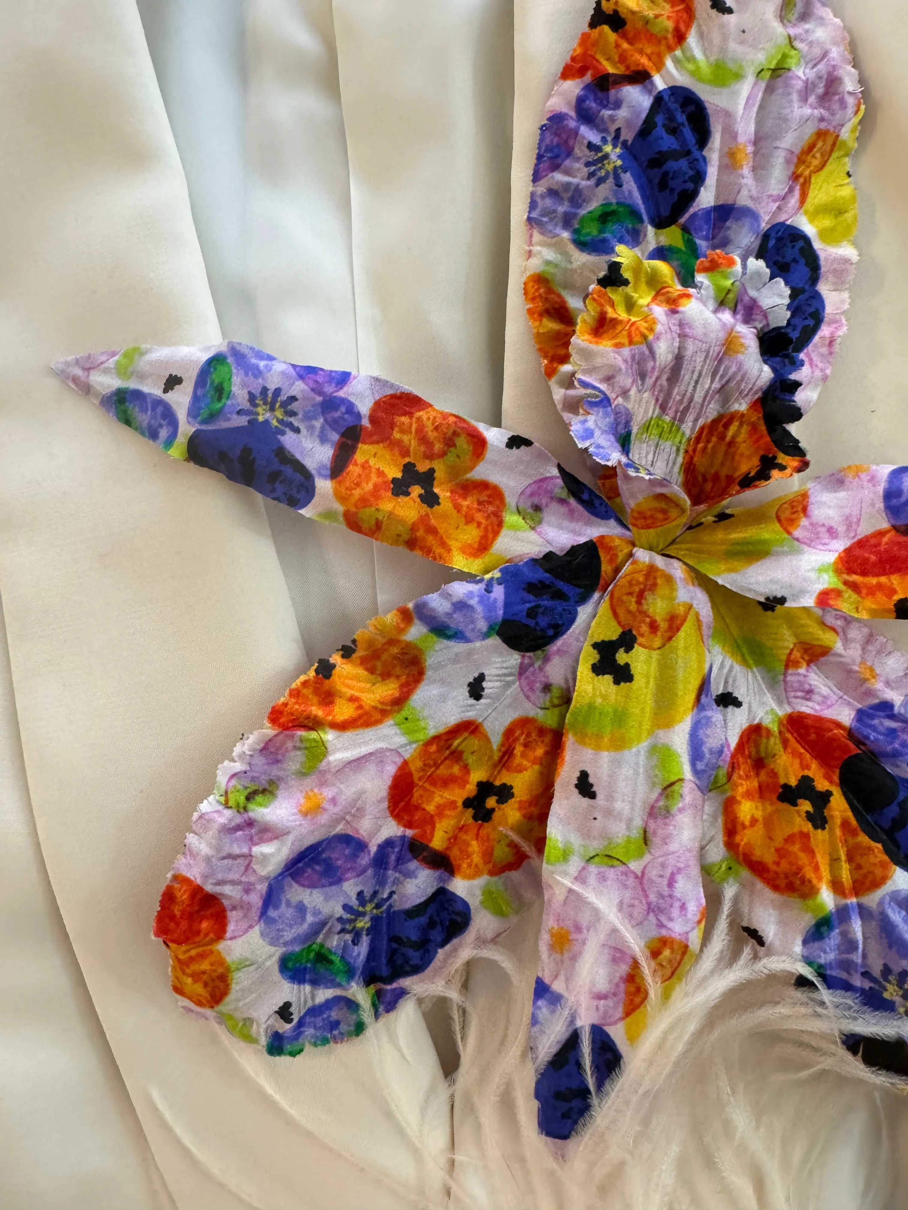 Glass Pansy Silk Orchid Brooch