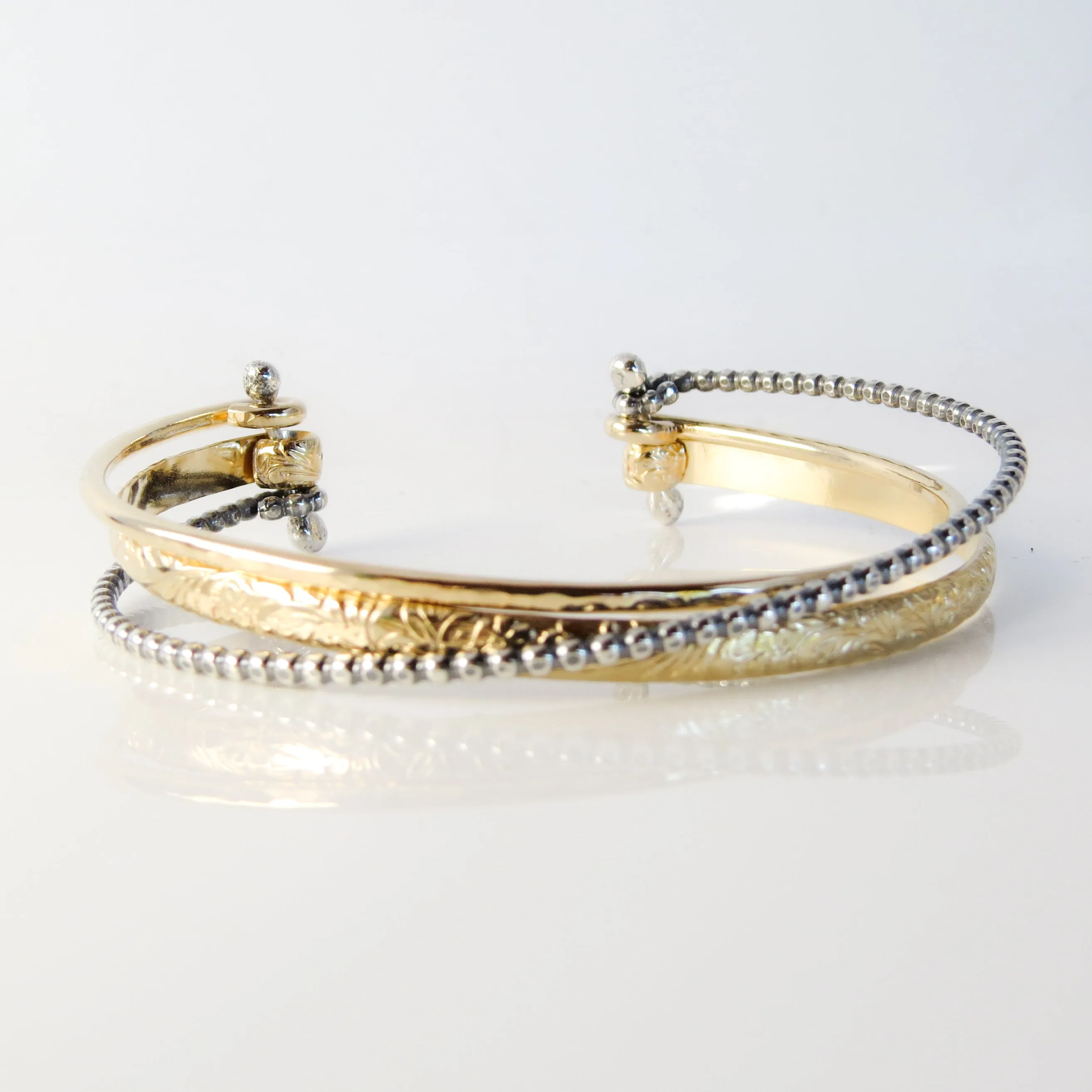 Gold and Silver Cuff Bracelet (Medium Weight)