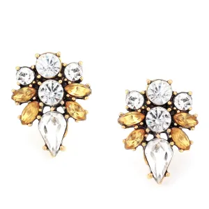 GOLD CHAMPAGNE AND WHITE CRYSTAL STUD EARRINGS #ADX6800104 (SHAC5)