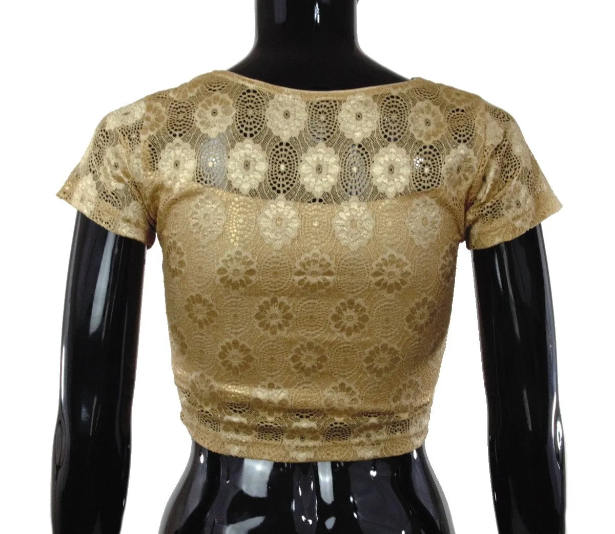 Gold Color Stretchable Blouse with Floral Design
