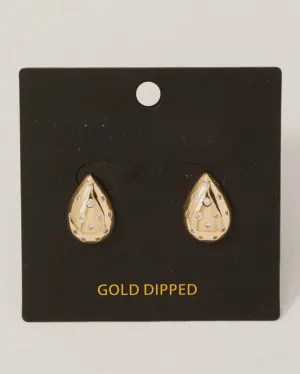 Gold Dipped Rhinestone Studded Teardrop Earrings