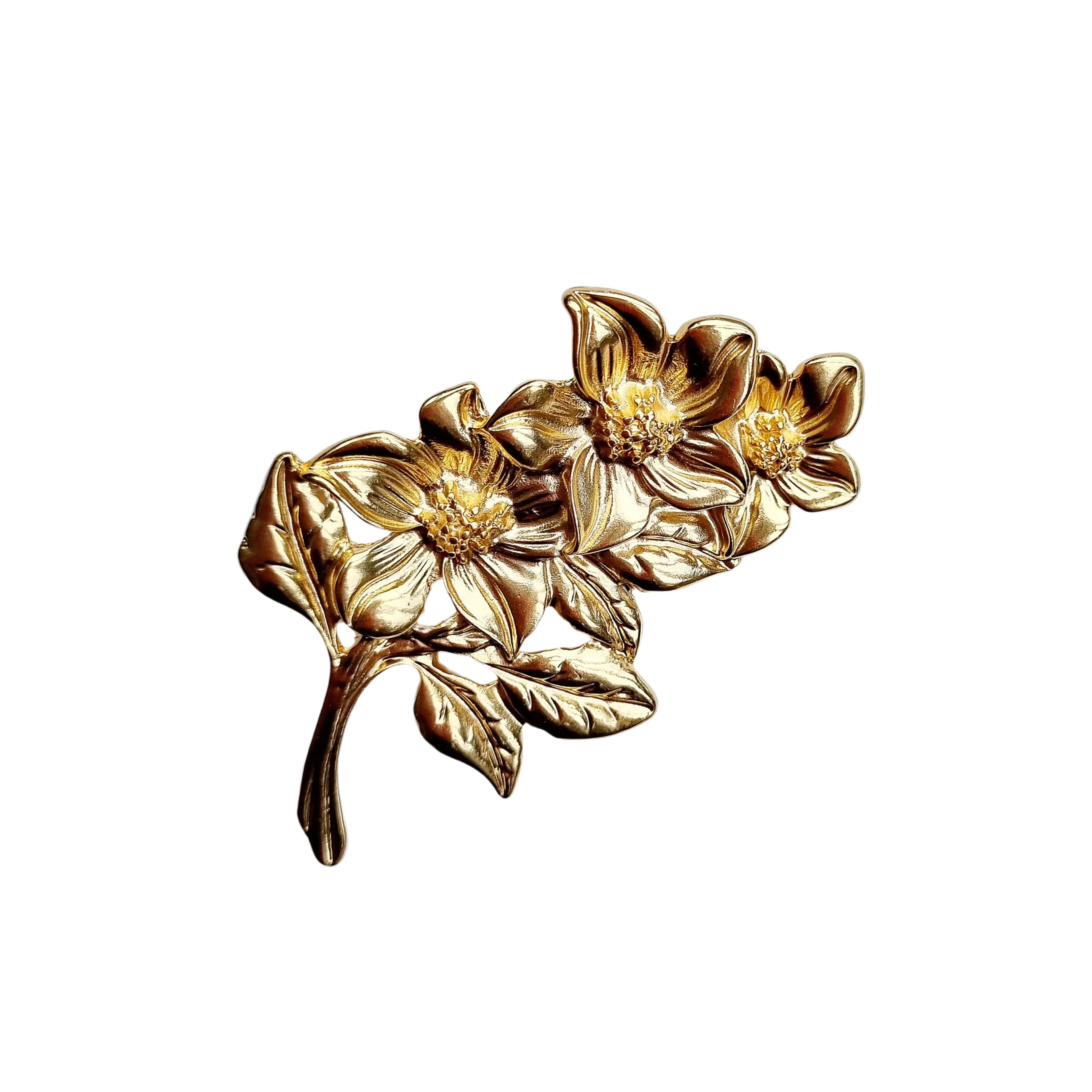 Gold Floral Brooch