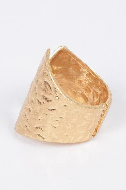 Gold Hammered Metal Bangle Bracelet | Bold & Elegant Statement Jewelry