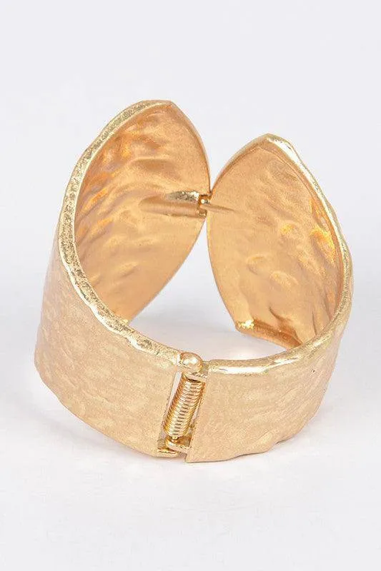 Gold Hammered Metal Bangle Bracelet | Bold & Elegant Statement Jewelry