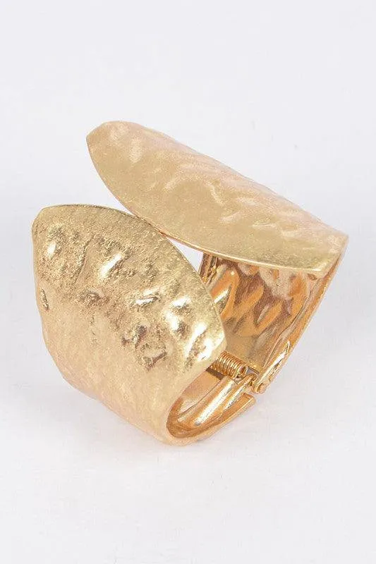 Gold Hammered Metal Bangle Bracelet | Bold & Elegant Statement Jewelry
