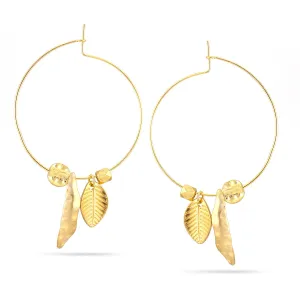 GOLD LEAVES HOOP  EARRINGS #HNE88287YGD (TG17)