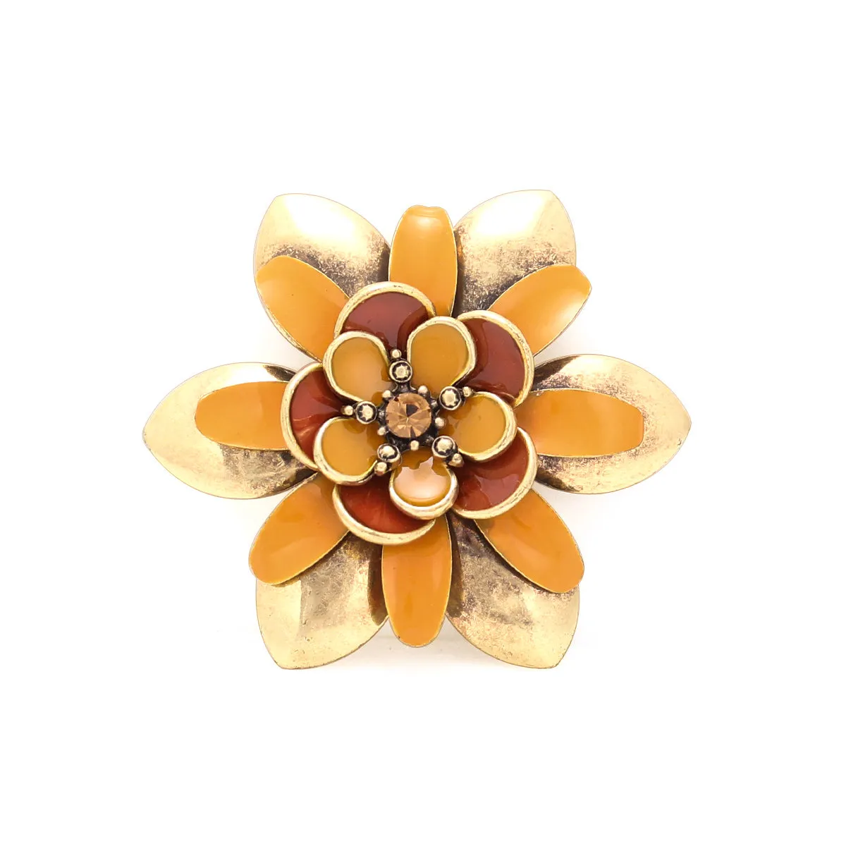 GOLD PEACH AND ORANGE FLOWER BROOCHES PINS & ACCS. #214OR4201 (1B7)