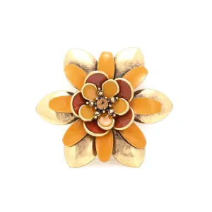 GOLD PEACH AND ORANGE FLOWER BROOCHES PINS & ACCS. #214OR4201 (1B7)