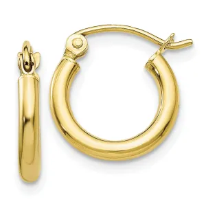 Gold Polished 2MM Round Classic Hoop Earrings