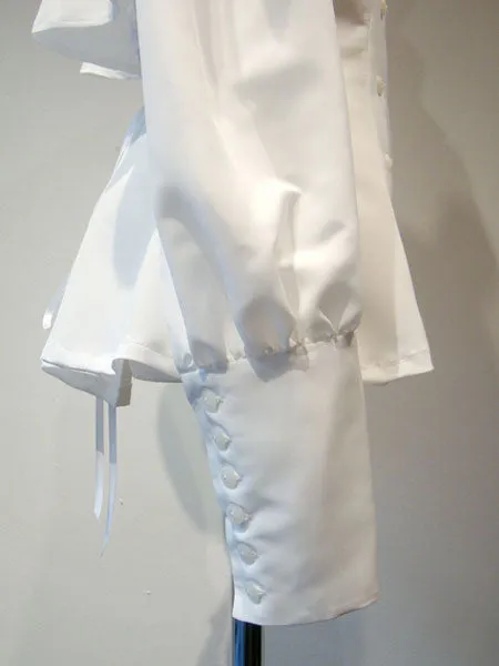 Gothic Lolita Blouse Ruffle Double Breasted Lace Up Poncho Design Chiffon White Lolita Shirt