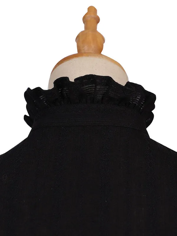 Gothic Lolita Blouses Black Lolita Top Long Sleeves Lace Lolita Shirt