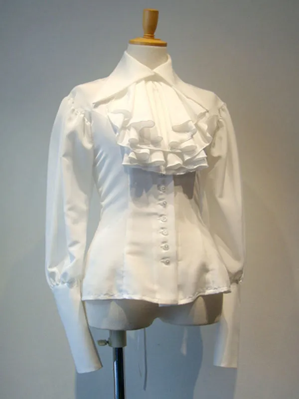 Gothic Lolita Blouses Black Long Sleeves Ruffles Lolita Top Lolita Shirt