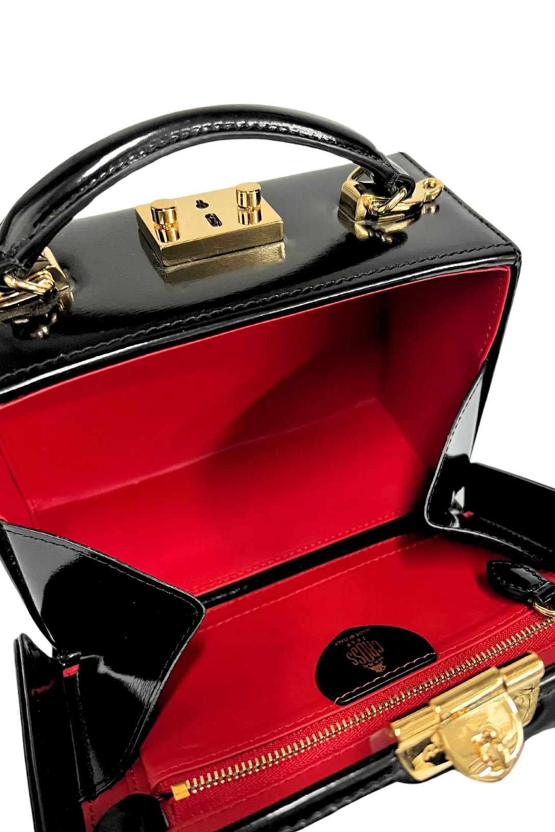 Grace Small Box Bag | Black and Crystal Brooches