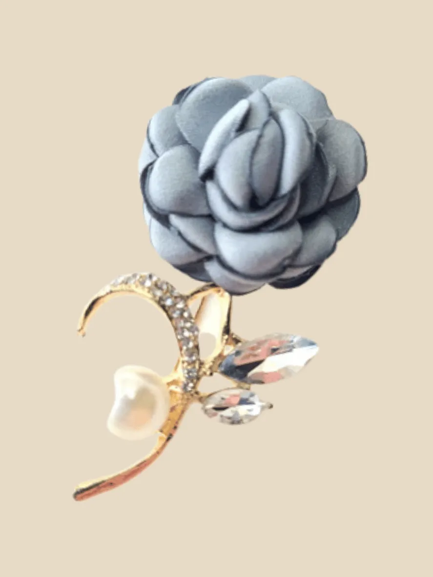 Gray rose & gold hijab pin
