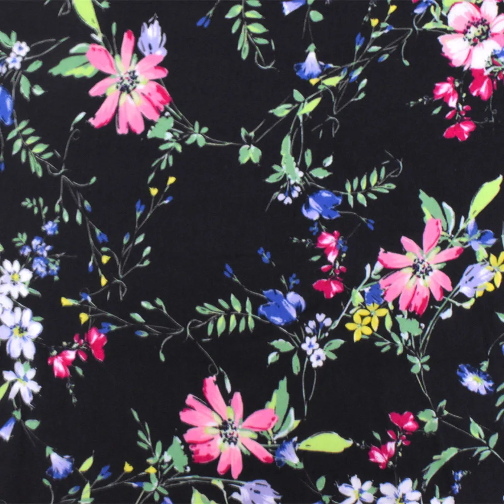 Green-Black Multi Famous Designer Floral print Rayon Chiffon Woven Fabric