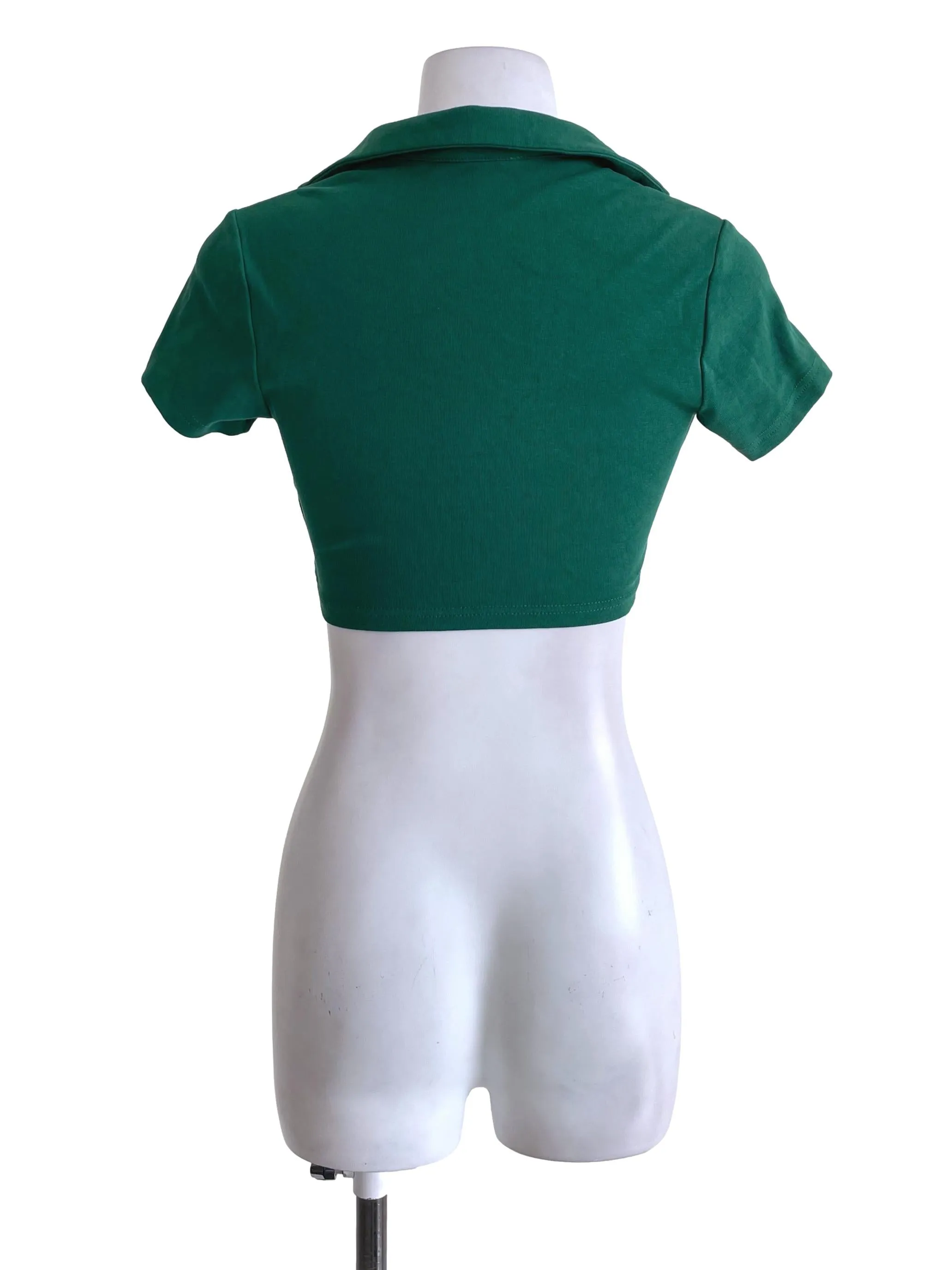 Green Collar Cropped Top