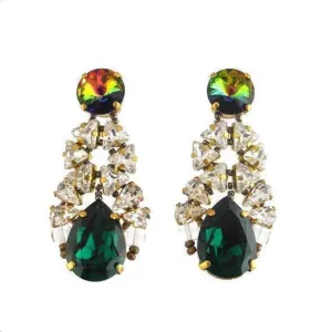 Green Crystal Drop Earrings