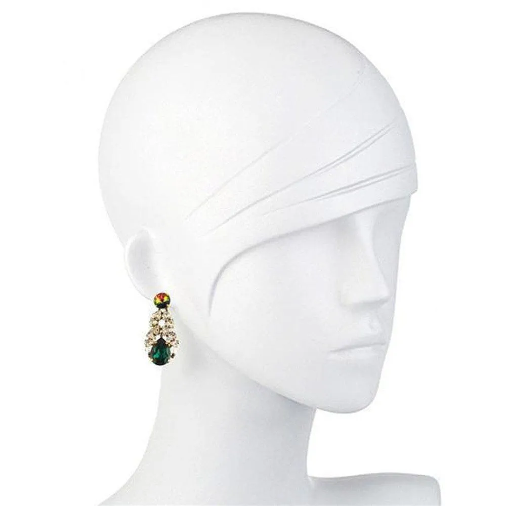 Green Crystal Drop Earrings
