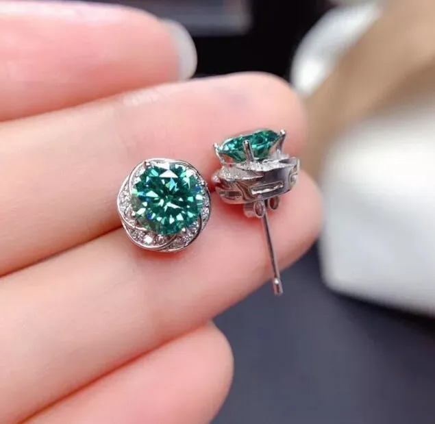 Green Diamond Earrings | Womens Earrings | Emerald Green Earrings | Green Diamond Ear Studs | Stud Earrings | Diamond Ear Studs |  Ear Studs