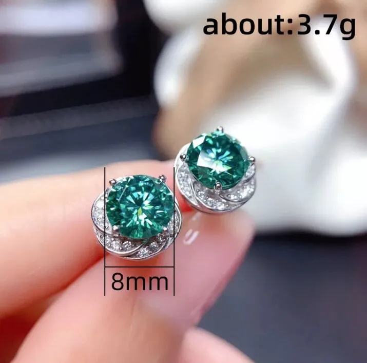 Green Diamond Earrings | Womens Earrings | Emerald Green Earrings | Green Diamond Ear Studs | Stud Earrings | Diamond Ear Studs |  Ear Studs