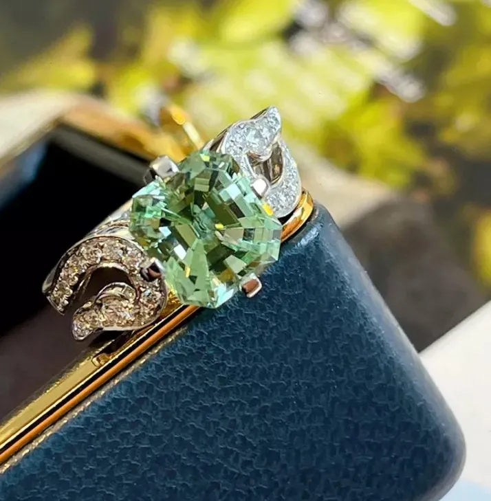 Green Diamond Ring | Green Diamond Engagement Ring | Wedding Ring | Womens Green Diamond Ring | Green Tourmaline Ring | Green Amethyst Ring